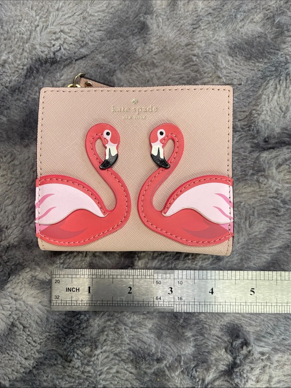 kate spade Pink Flamingo Appliqué Small Zip Wallet